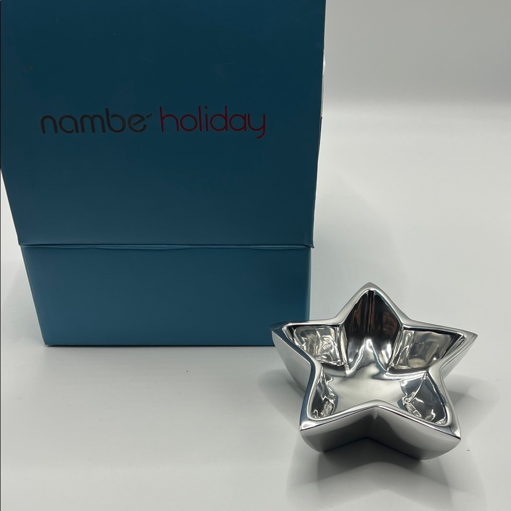 NIB Nambe Silver Star-Shaped Holiday Dish Bowl